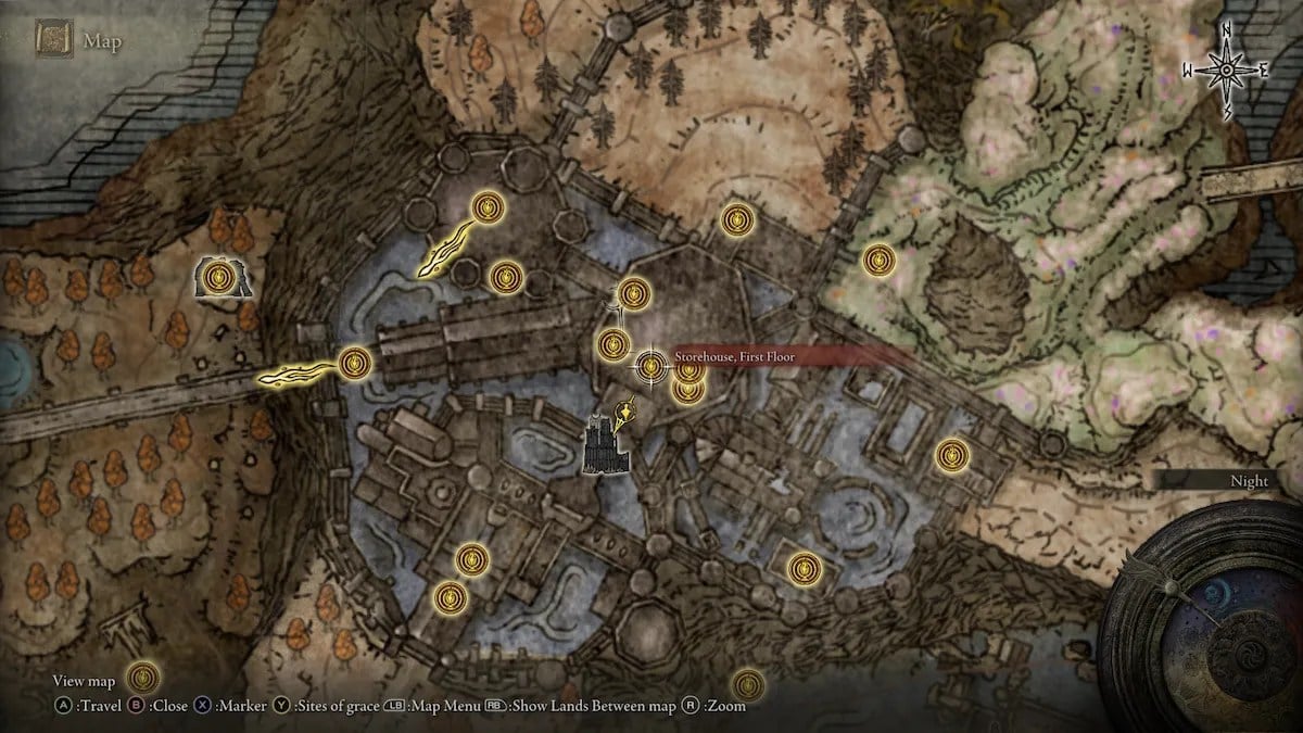 elden ring storehouse, first floor map location