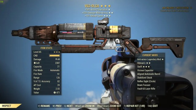 fallout 76 v63 olga weapon