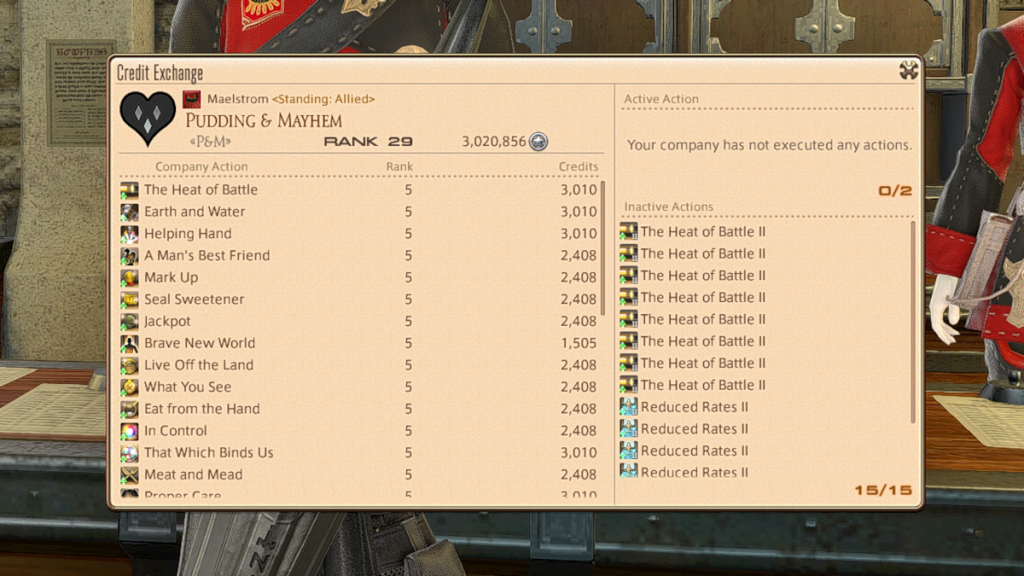 Final Fantasy XIV FC Buff list, how to get Actions and Rank requirements