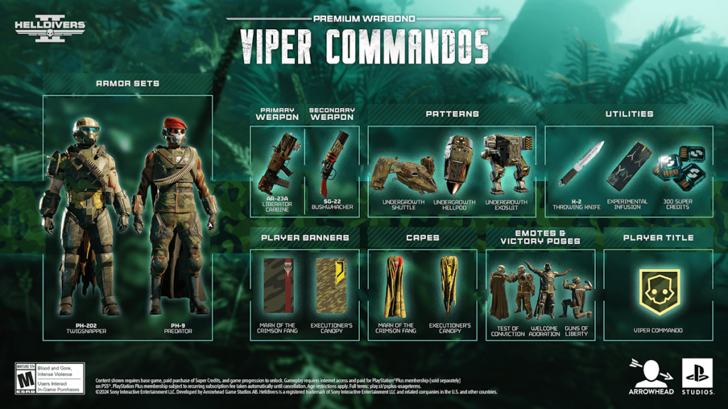 Helldivers 2: Everything in the Viper Commandos Warbond and their costs