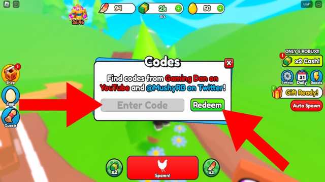 How to redeem codes in Egg Empire