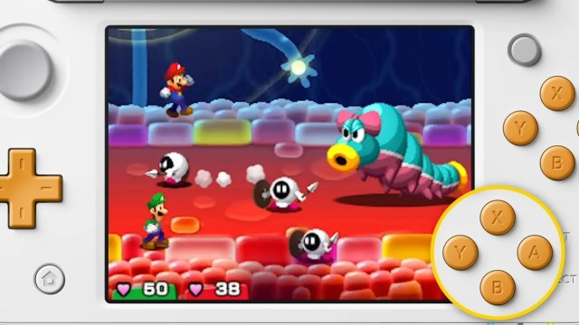 Mario und Luigi Bowser's Inside Story Kampf springen über den Feind