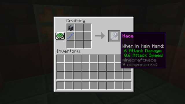 Minecraft mace crafting recipe