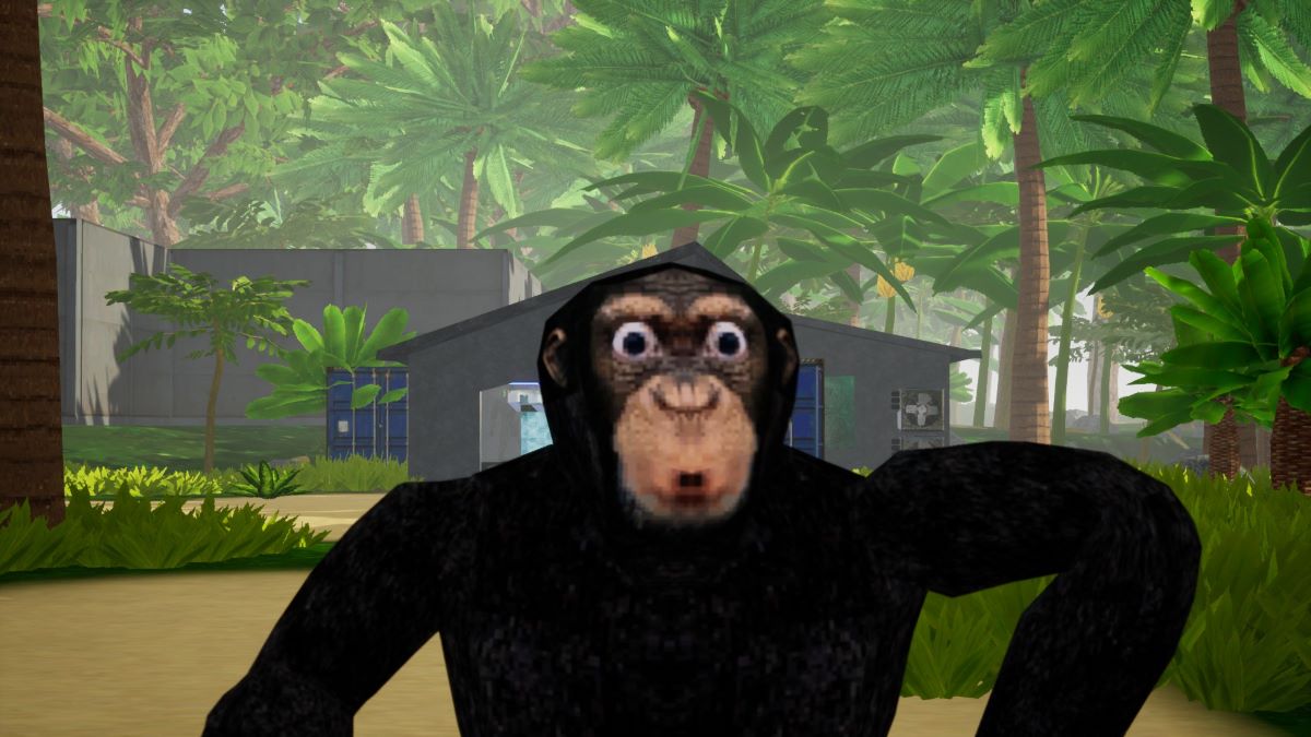 Monkey looking surprised in Monke Simulator