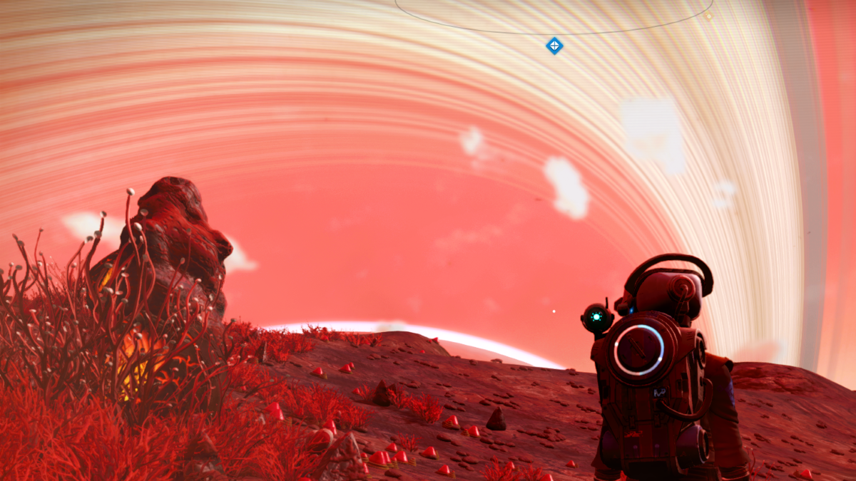 No Man's Sky player looking at planet