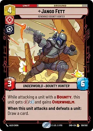 star wars: unlimited jango fett - renowned bounty hunter card