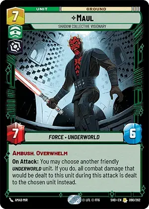 star wars: unlimited maul shadow collective visionary card