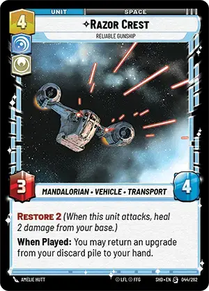 star wars: unlimited razor crest reliable gunship card
