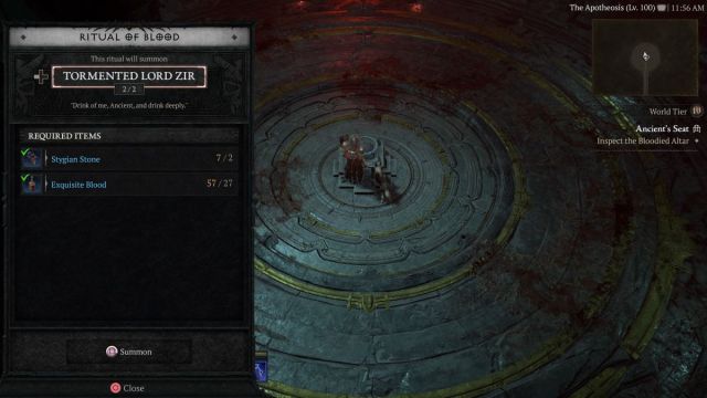 Diablo 4 Tormented Zir summon