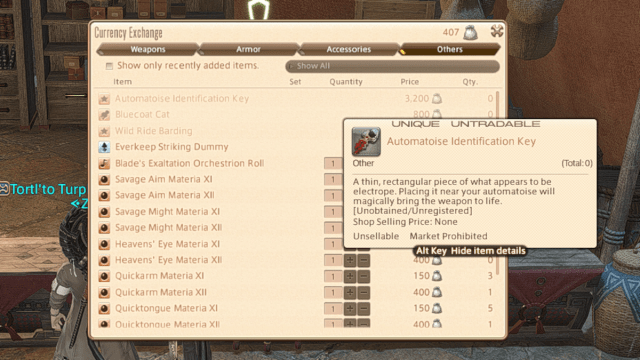 The Automatoise Whistle at the Dawn Hunt vendor in Final Fantasy XIV