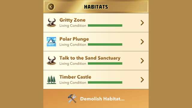 BitLife habitat menu