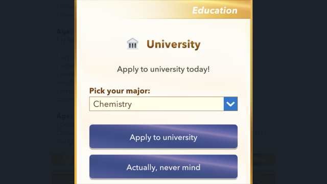 BitLife chemistry university degree option