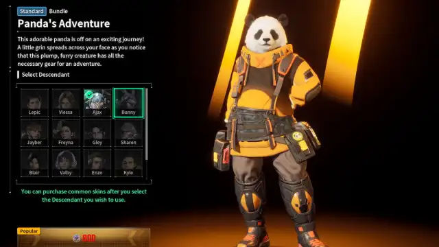 The First Descendant Panda Adventure Bunny skin
