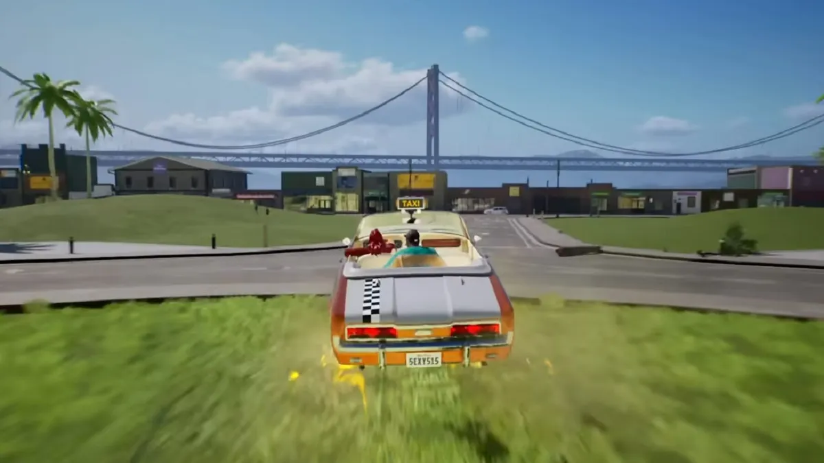 Crazy Taxi jumping over grass