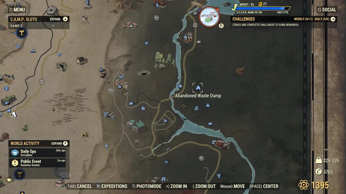 fallout 76 abandoned waste dump map location