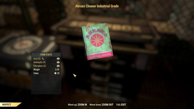 fallout 76 abraxo cleaner industrial grade inspect screen