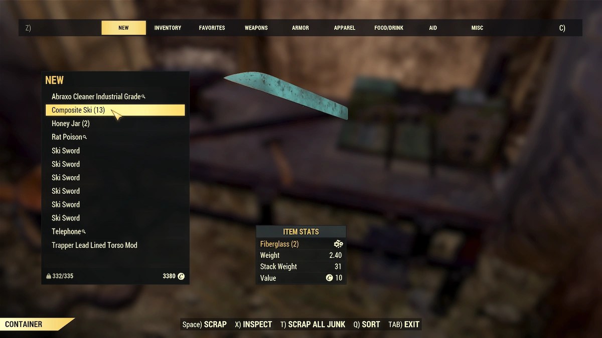 Where to find items that scrap into fiberglass in Fallout 76