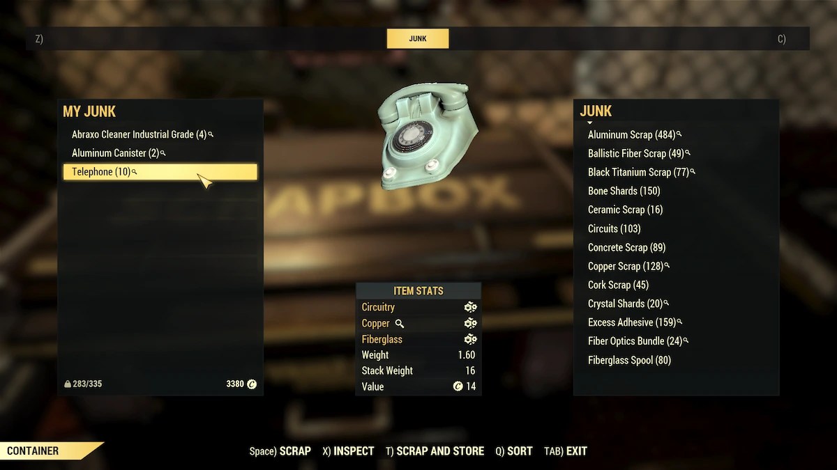 Where to find items that scrap into fiberglass in Fallout 76