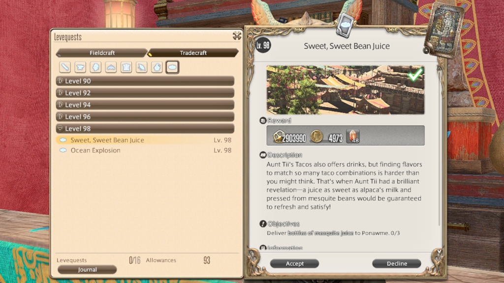 Tradecraft Leves in Final Fantasy XIV