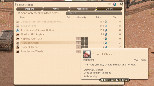 Buying Rroneek Chuck with Bicolor Gemstones in Final Fantasy XIV