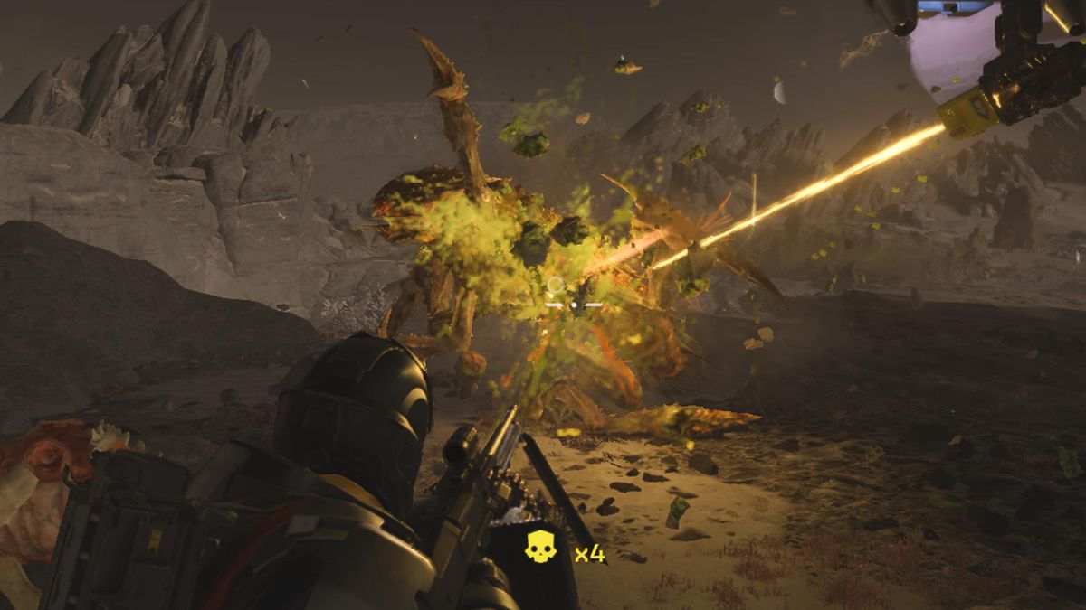 shooting terminids with the machine gun in helldivers 2