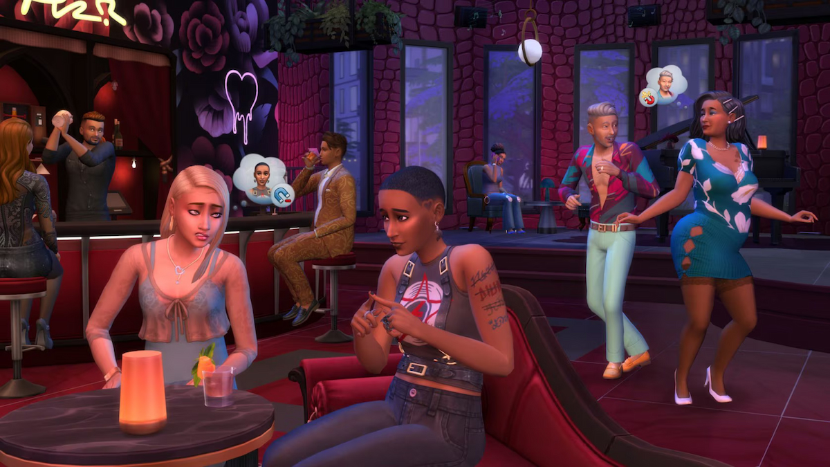 Sims conversing in Sims 4 Lovestruck