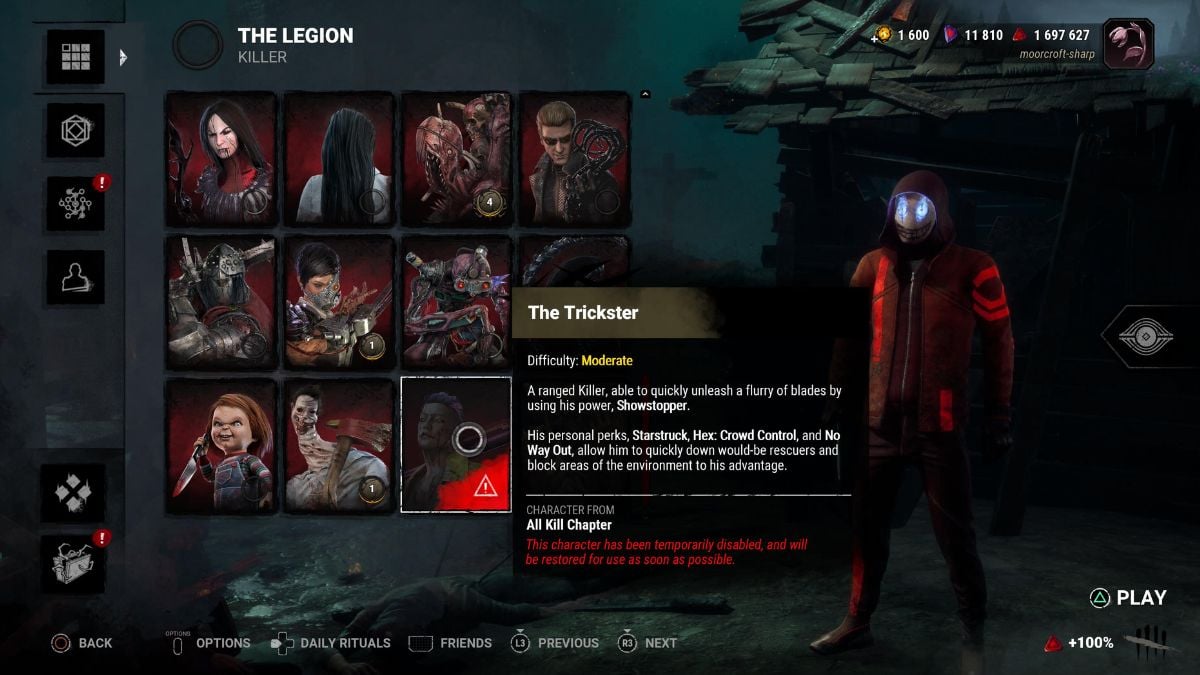 the trickster temporarily disabled in dead by daylight