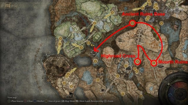 two-handed sword talisman elden ring location - map directions