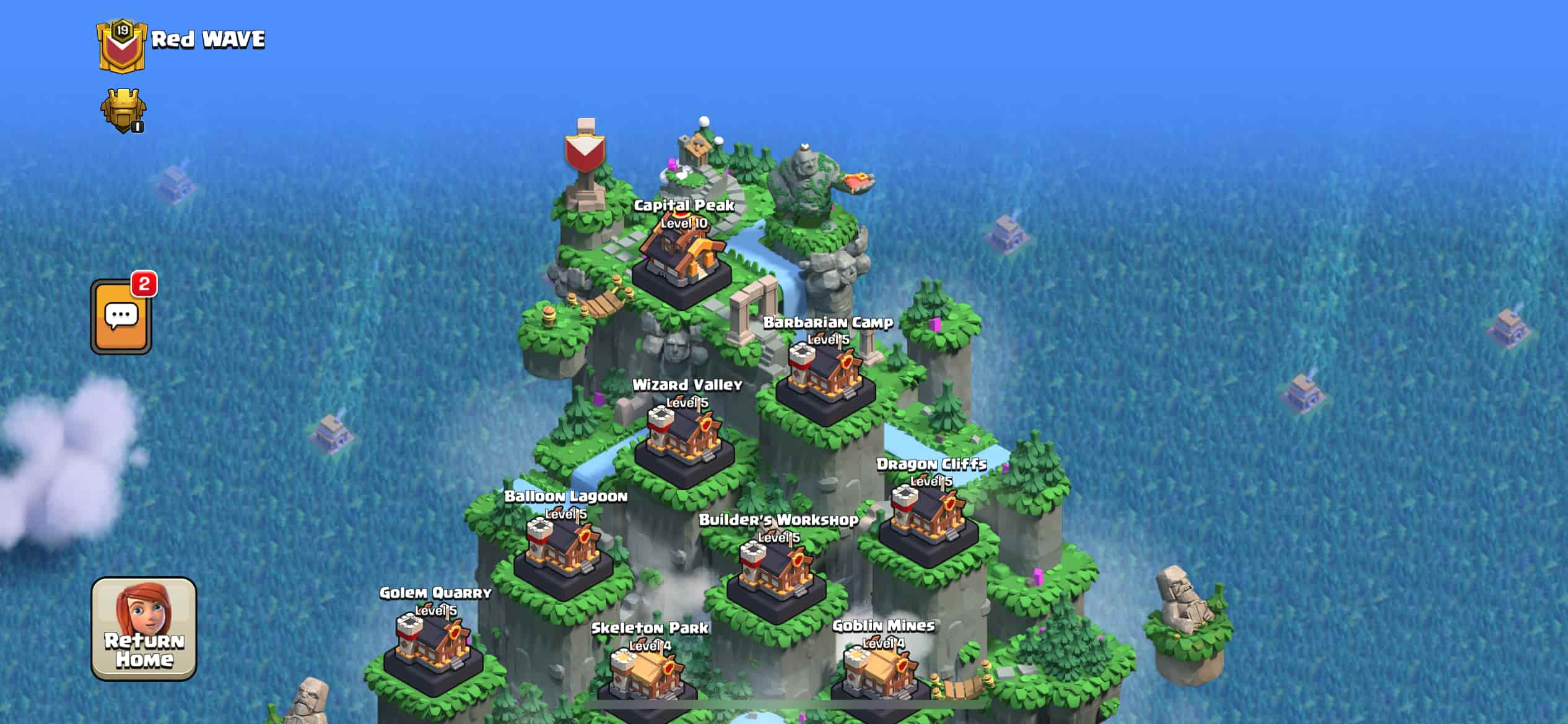 A screenshot of the Clan Capital in Clash Royale.