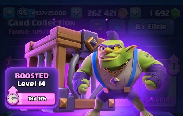 A screenshot of Goblin Cage's Card Evolution in Clash Royale