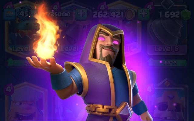 A screenshot of Wizard's Card Evolution in Clash Royale