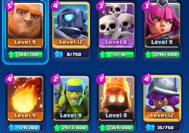 An image of the Giant Mini P.E.K.K.A. deck in Clash Royale.