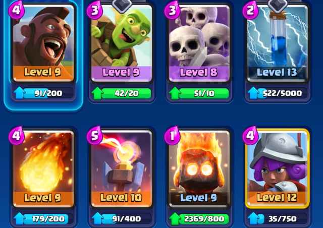 A screenshot of the Hog Goblin Barrel cycle deck in Clash Royale.