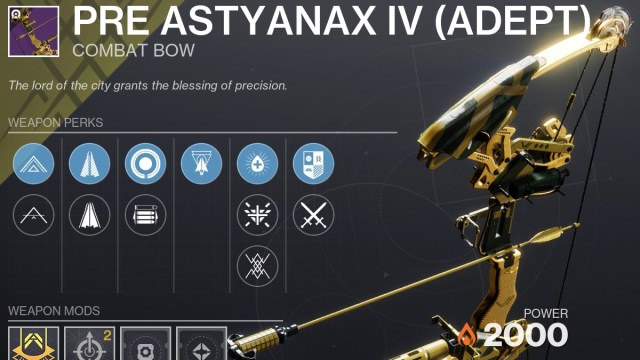 Destiny 2 Pre Astyanax IV godroll – лучшие перки и вложения