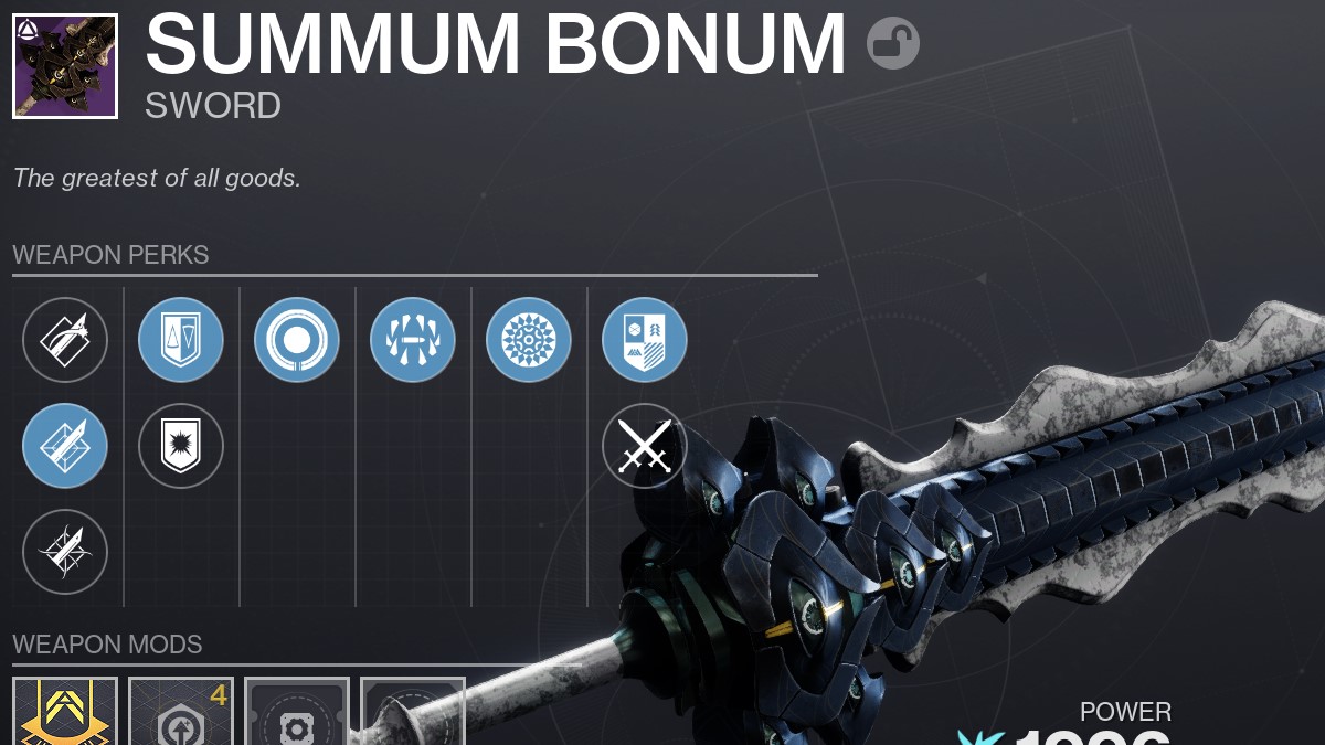 Destiny 2 Summum Bonum godroll – лучшие перки и вложения