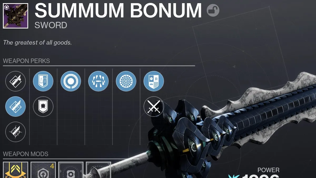 Destiny 2 Summum Bonum Example Build