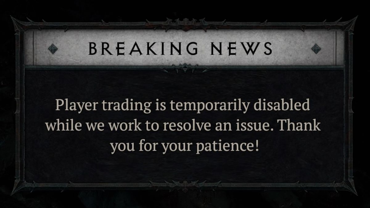 Why is trading disabled in Diablo 4?