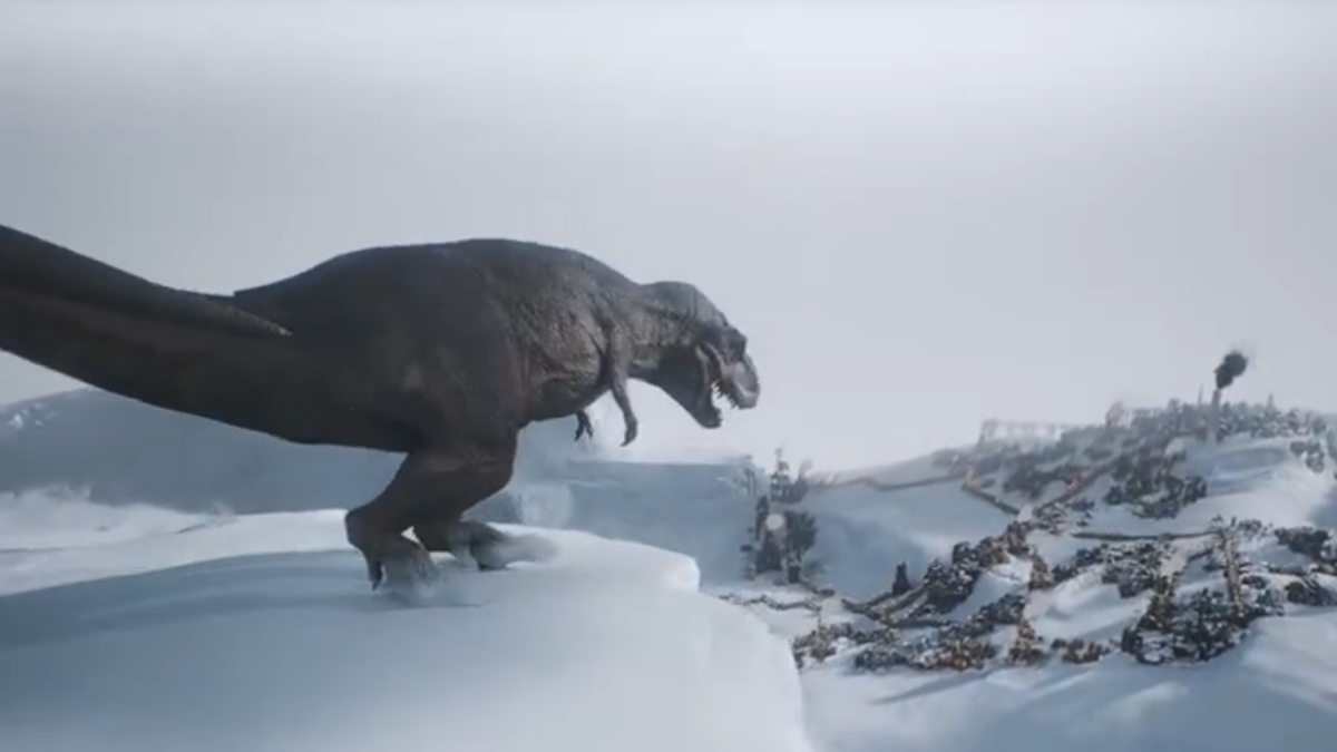 Frostpunk 2 hints at mod support, featuring a T-Rex, ahead of September release