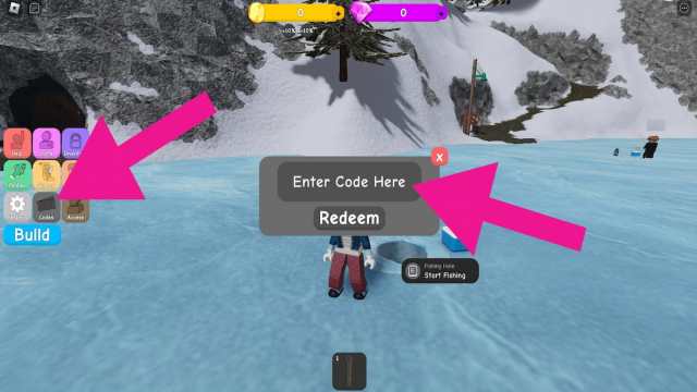 How to redeem codes in Ice Fishing Simulator