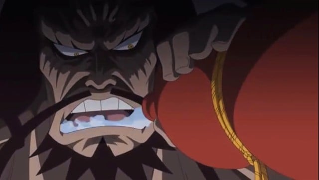 Kaido drinking booze in One Piece