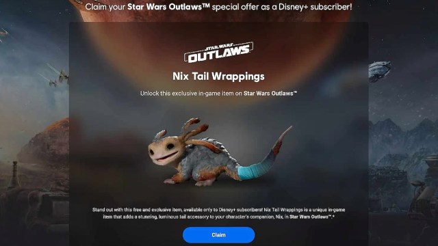 How to claim free Nix Tail Wrappings cosmetic for Star Wars Outlaws