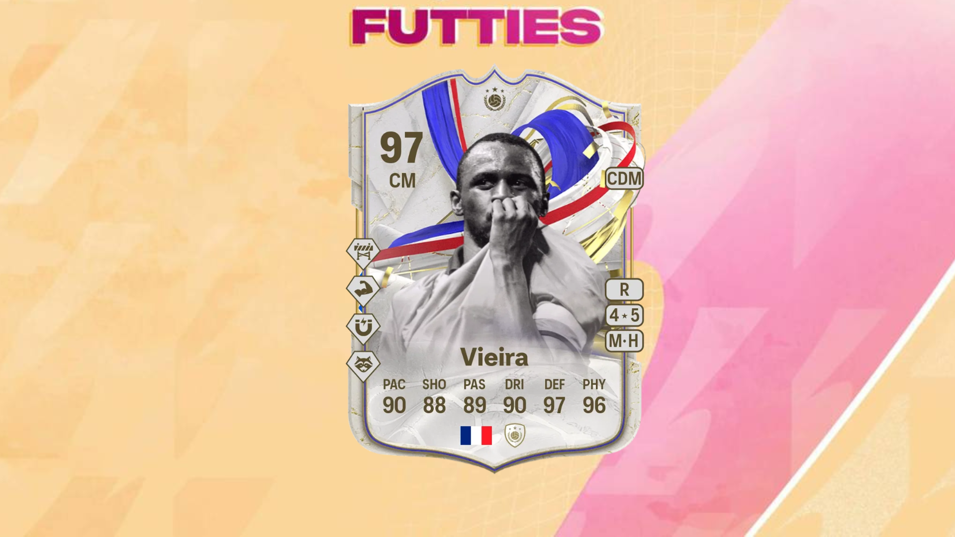 An image of Patrick Vieira GOTG Icon SBC solutions in EA FC 24