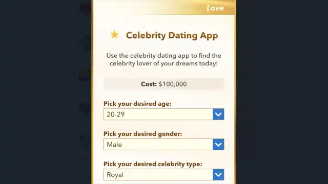 BitLife royal in celebrity dating app