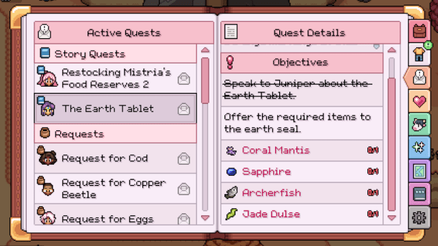 You'll need to give in four specific items to get through the Earth Seal in Fields of Mistria