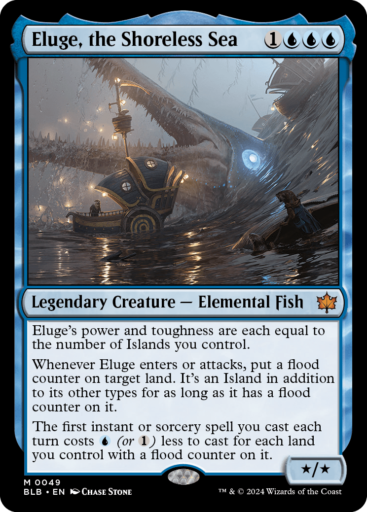 The card Eluge, the Shoreless Sea from the Bloomburrow set.