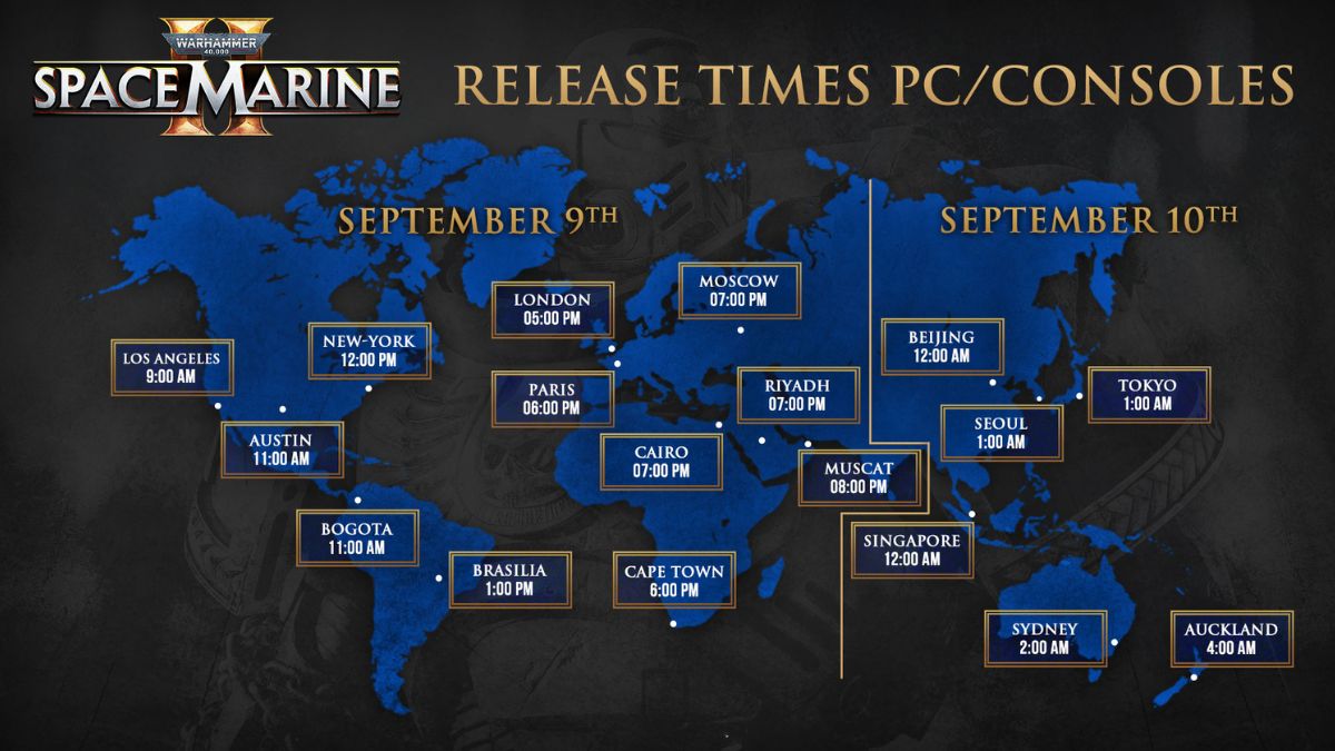 Warhammer 40K: Space Marine 2 pre-load and release dates and times