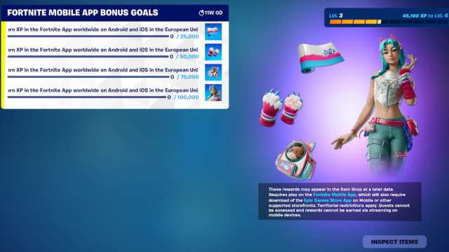 Fortnite mobile app quests and rewards