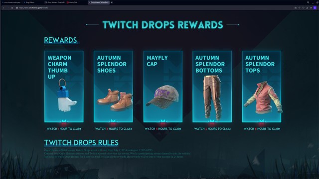 once human twitch drop rewards