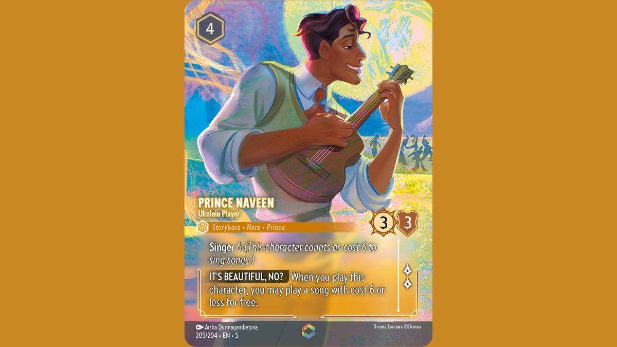 prince naveen ukelele player enchanted card disney lorcana shimmering skies