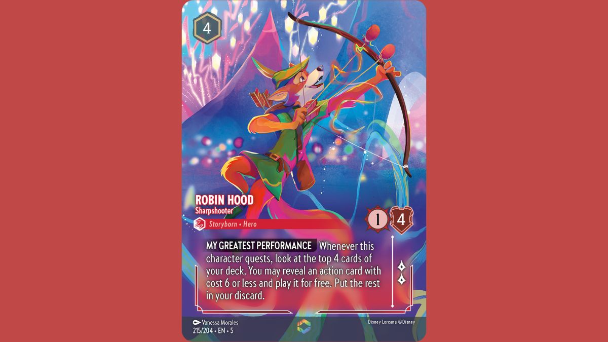 robin hood sharpshooter enchanted card disney lorcana shimmering skies